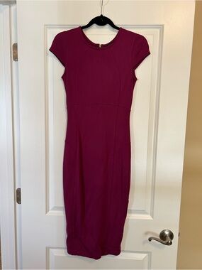 Felicity & Coco Cap-Sleeve Midi Dress in Deep Magenta